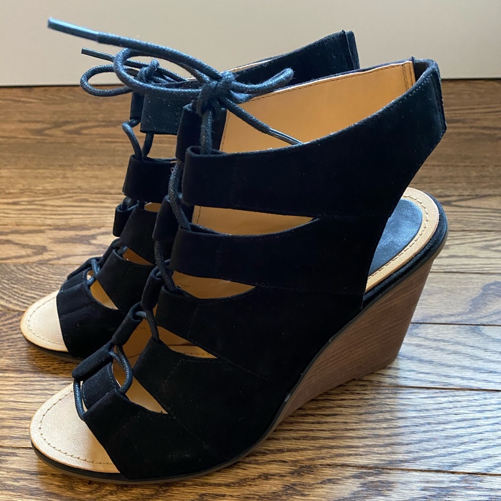 Black wedge heels size 10